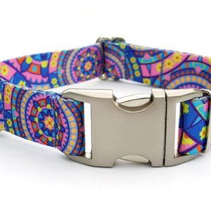 BLUE BOHO MANDALA DOG COLLAR